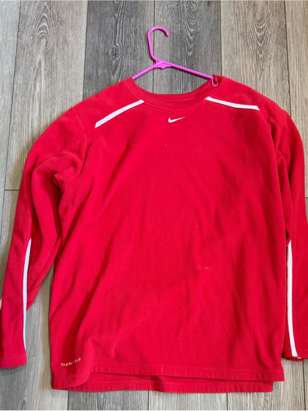 Nike Men’s Red Crewneck Sweatshirt with White Accents